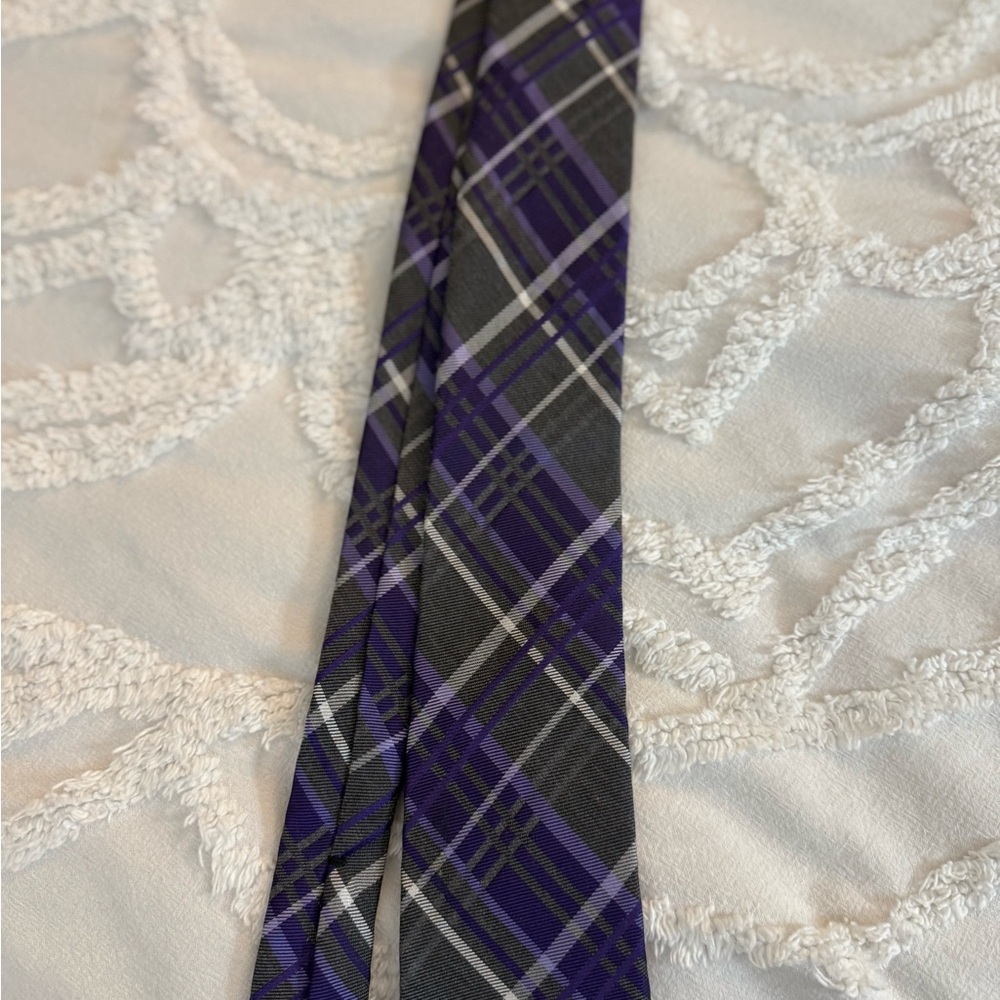 Ben Sherman Purple and Gray Tartan Tie